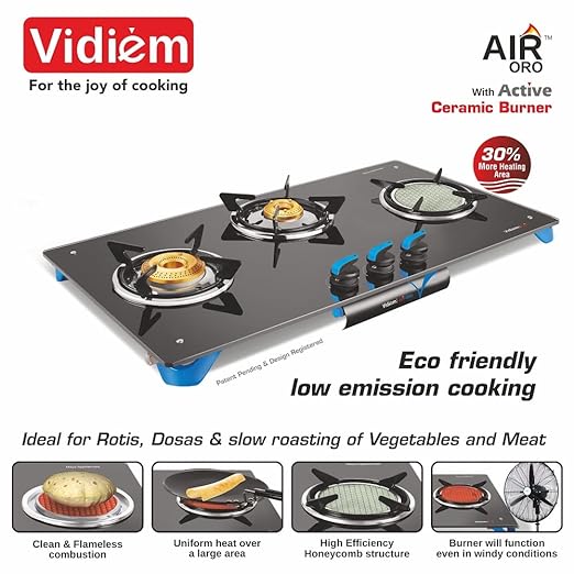 Air Oro 3 Burner Cooktop With Active Ceramic Burner Cooktop Vidiem