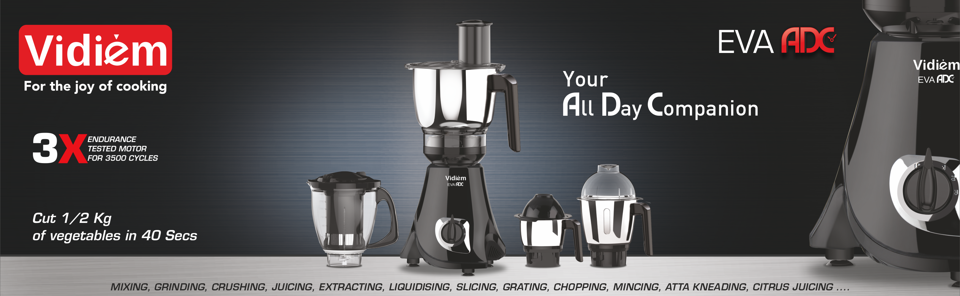 Vidiem Eva ADC 750watts 4 jars mixer grinder online India