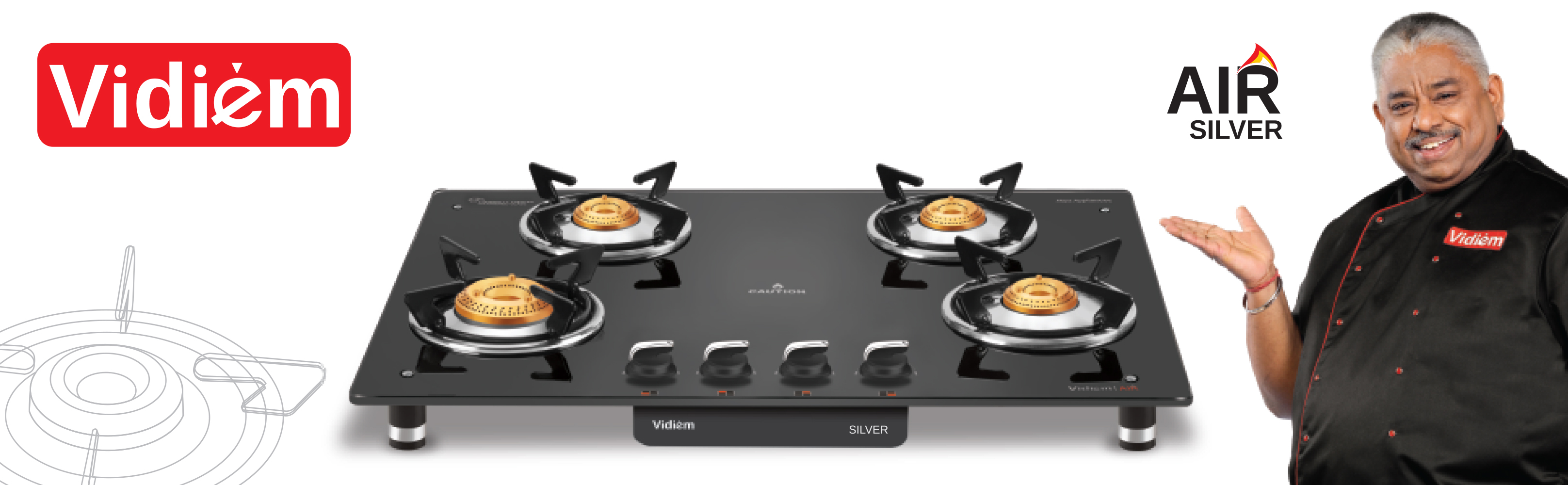 vidiem air pride 4 burner glass top gas stove